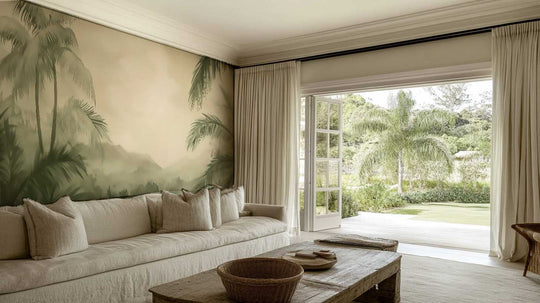 Rêverie Tropicale : Papier Peint Poétique et Apaisant - Décoration Murale