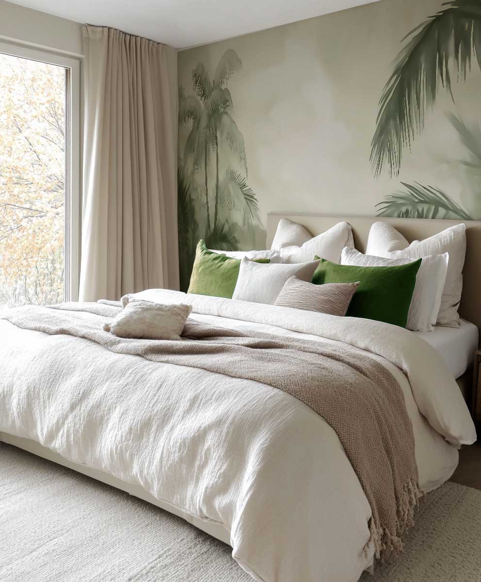 Rêverie Tropicale : Papier Peint Poétique et Apaisant - Décoration Murale