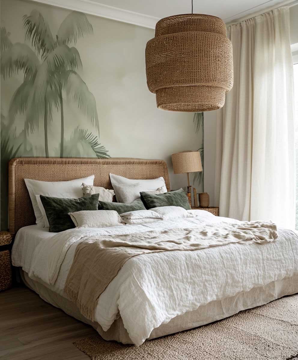 Rêverie Tropicale : Papier Peint Poétique et Apaisant - Décoration Murale