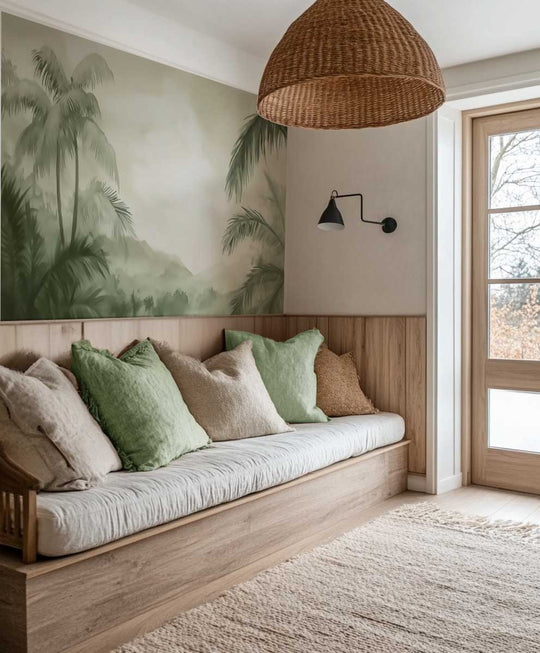 Rêverie Tropicale : Papier Peint Poétique et Apaisant - Décoration Murale