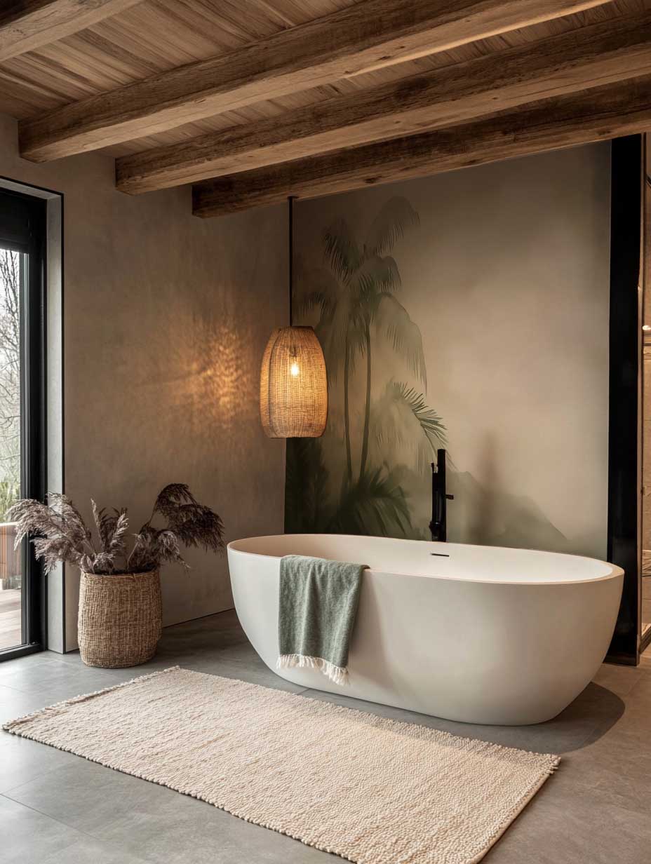 Rêverie Tropicale : Papier Peint Poétique et Apaisant - Décoration Murale