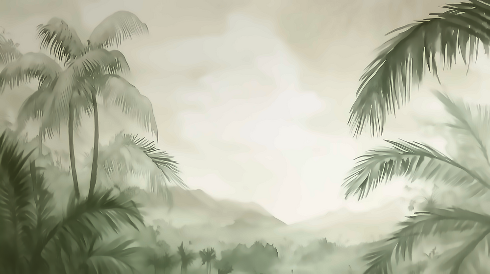 Rêverie Tropicale : Papier Peint Poétique et Apaisant - Décoration Murale