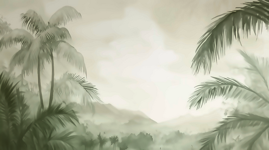 Rêverie Tropicale : Papier Peint Poétique et Apaisant - Décoration Murale