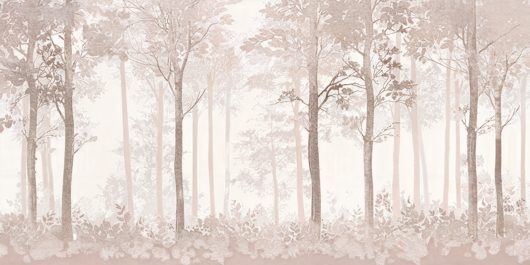 Rêverie en Forêt - papier peint panoramique, motif à plat