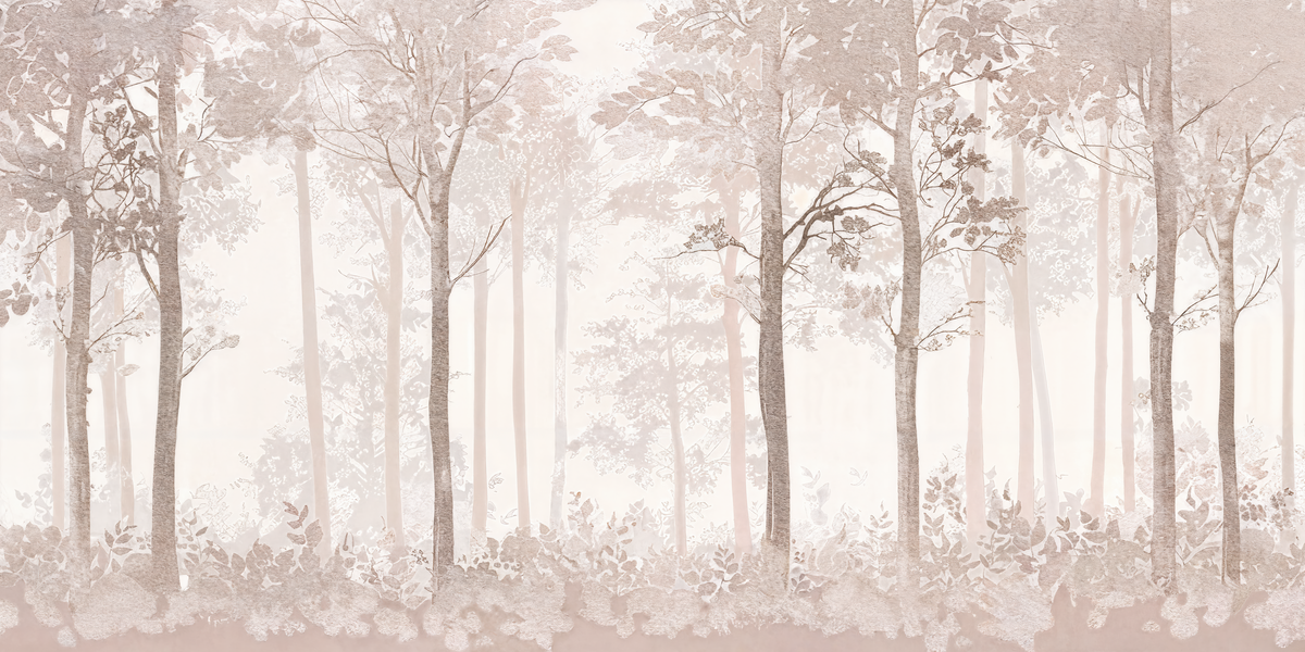Rêverie en Forêt - papier peint panoramique, motif à plat