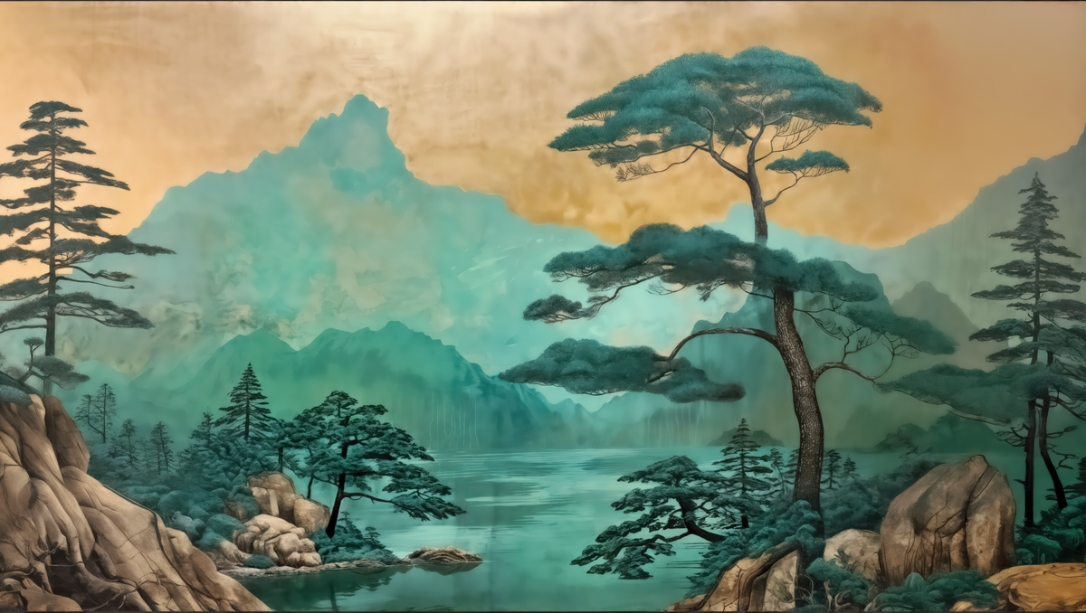 Rivages Oubliés - papier peint panoramique, motif à plat