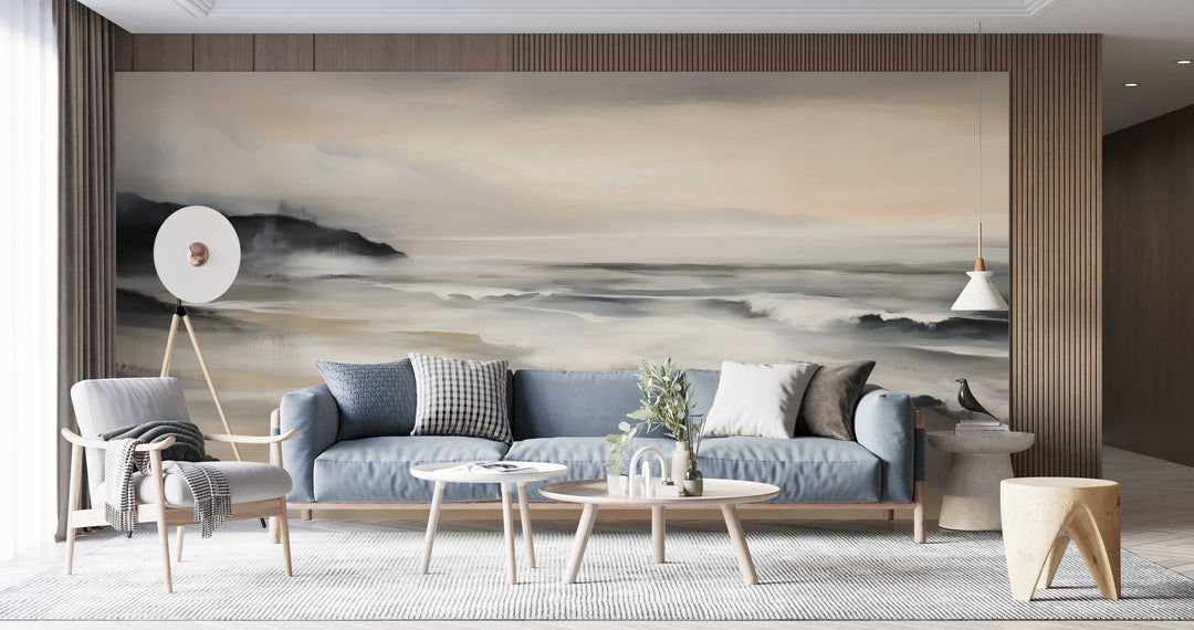 Sérénité Littorale – papier peint pour une évasion douce et apaisante