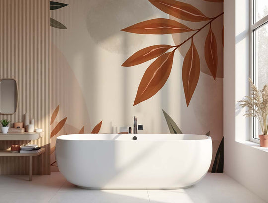 Souffle de Terre et de Sauge – Papier peint feuillage abstrait aux tons doux