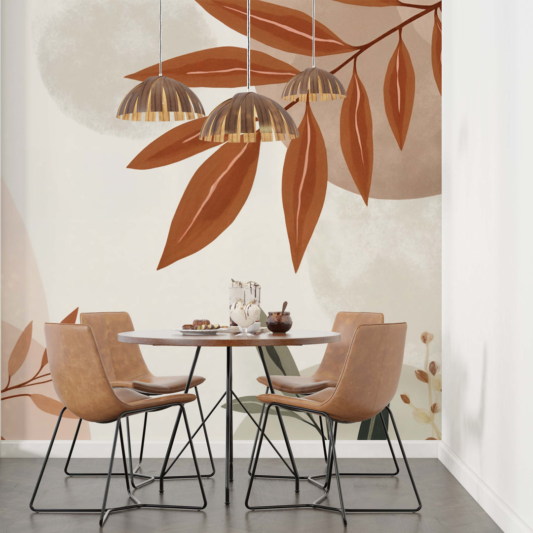 Souffle de Terre et de Sauge – Papier peint feuillage abstrait aux tons doux