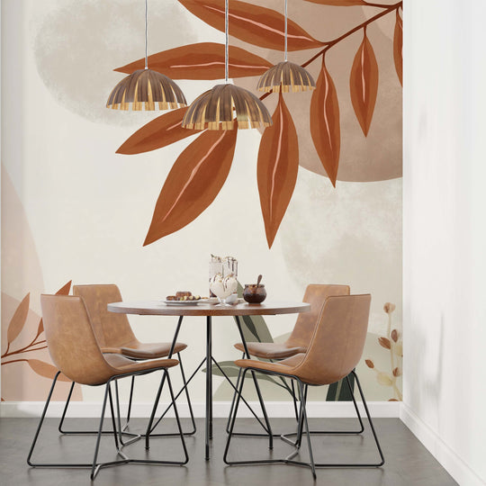 Souffle de Terre et de Sauge – Papier peint feuillage abstrait aux tons doux