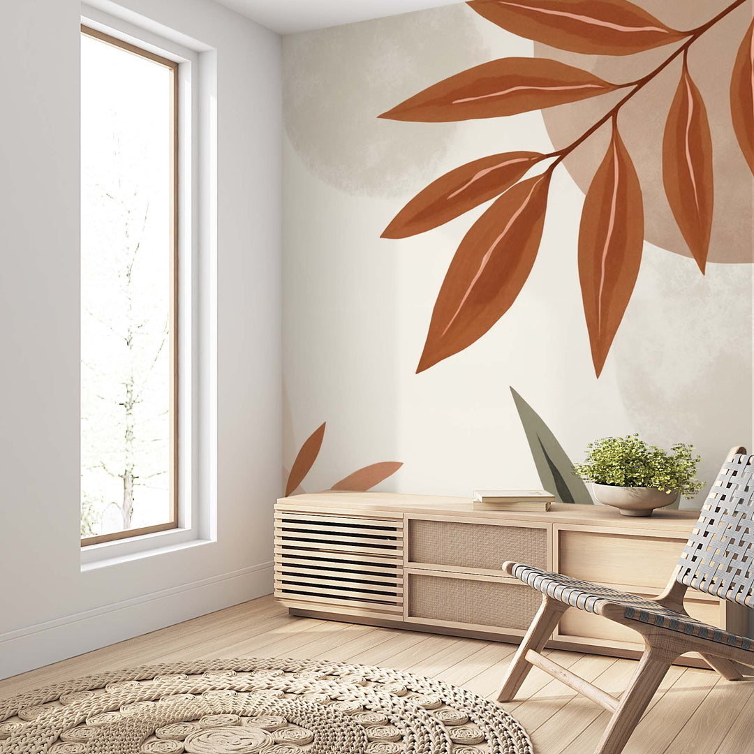 Souffle de Terre et de Sauge – Papier peint feuillage abstrait aux tons doux