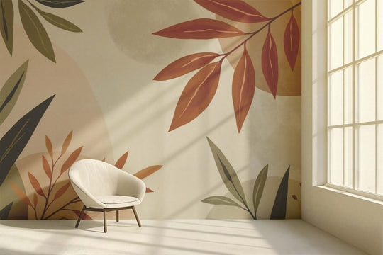 Souffle de Terre et de Sauge – Papier peint feuillage abstrait aux tons doux