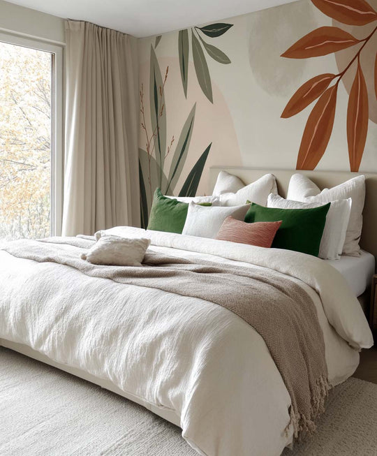 Souffle de Terre et de Sauge – Papier peint feuillage abstrait aux tons doux