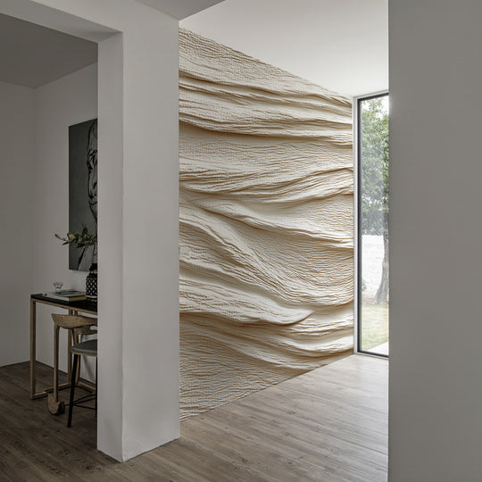 Souffle minéral en tons écrus - Papier peint relief effet 3D