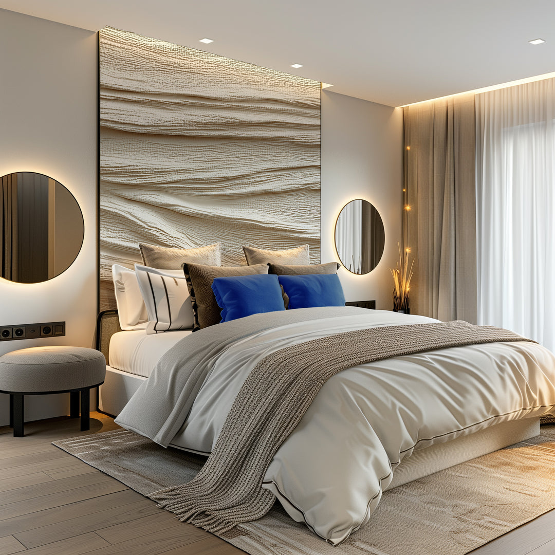 Souffle minéral en tons écrus - Papier peint relief effet 3D