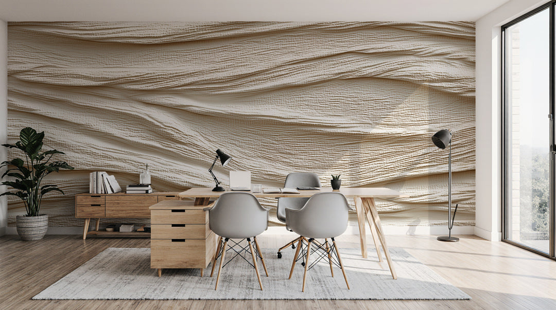 Souffle minéral en tons écrus - Papier peint relief effet 3D