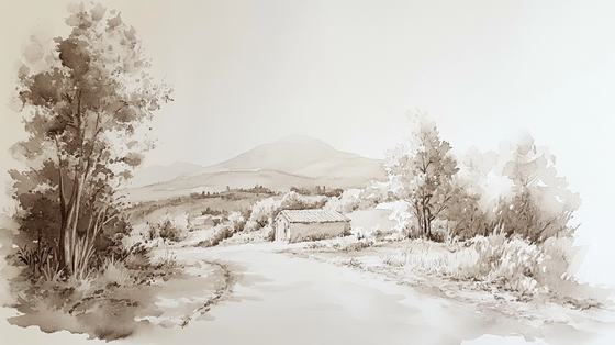 Sur le chemin - Papier Peint Paysage Champêtre