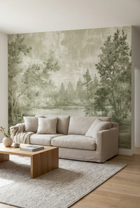 Toile de Jouy in kaki groen