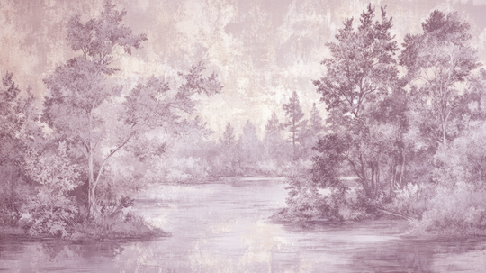 Toile de jouy en rose - papier peint panoramique, motif à plat