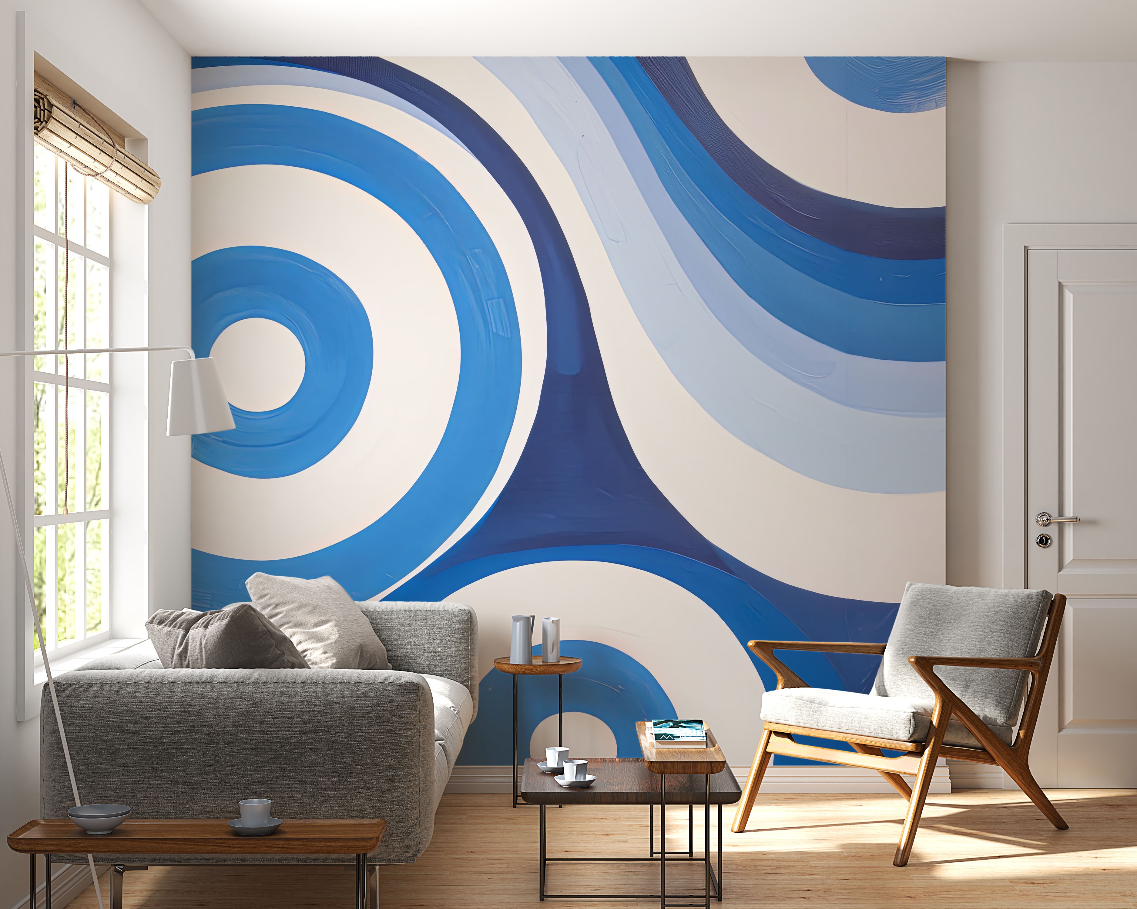 Azure Swirls: Harmony in Blue and White