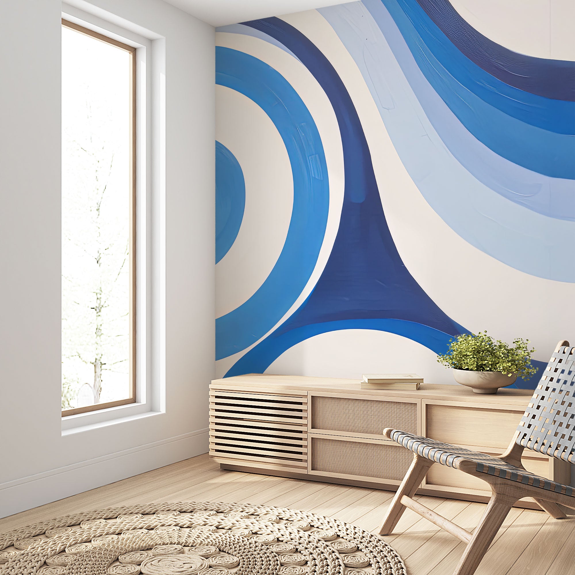Azure Swirls: Harmony in Blue and White