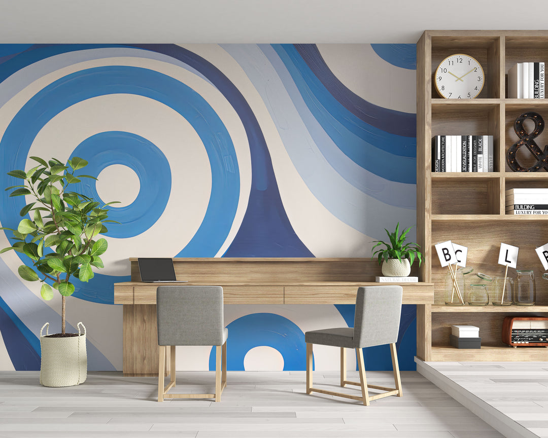 Azure Swirls: Harmony in Blue and White