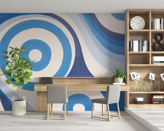 Azure Swirls: Harmony in Blue and White