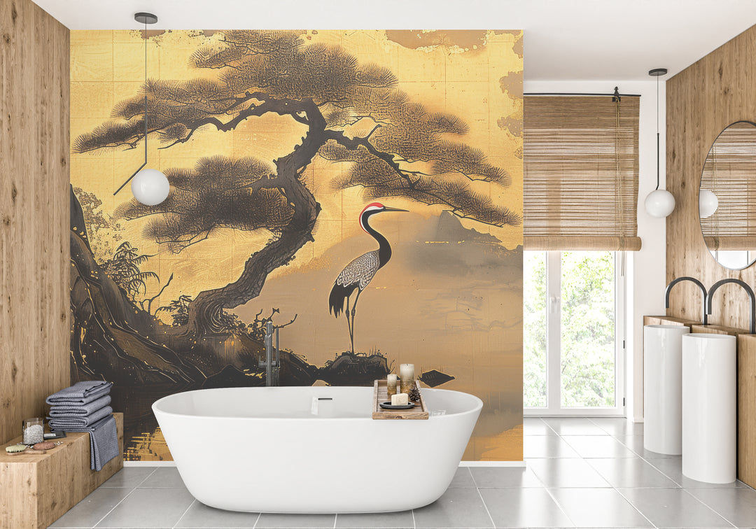 Eternal Tranquility: Panoramic Wallpaper Inspired by Japanese Art