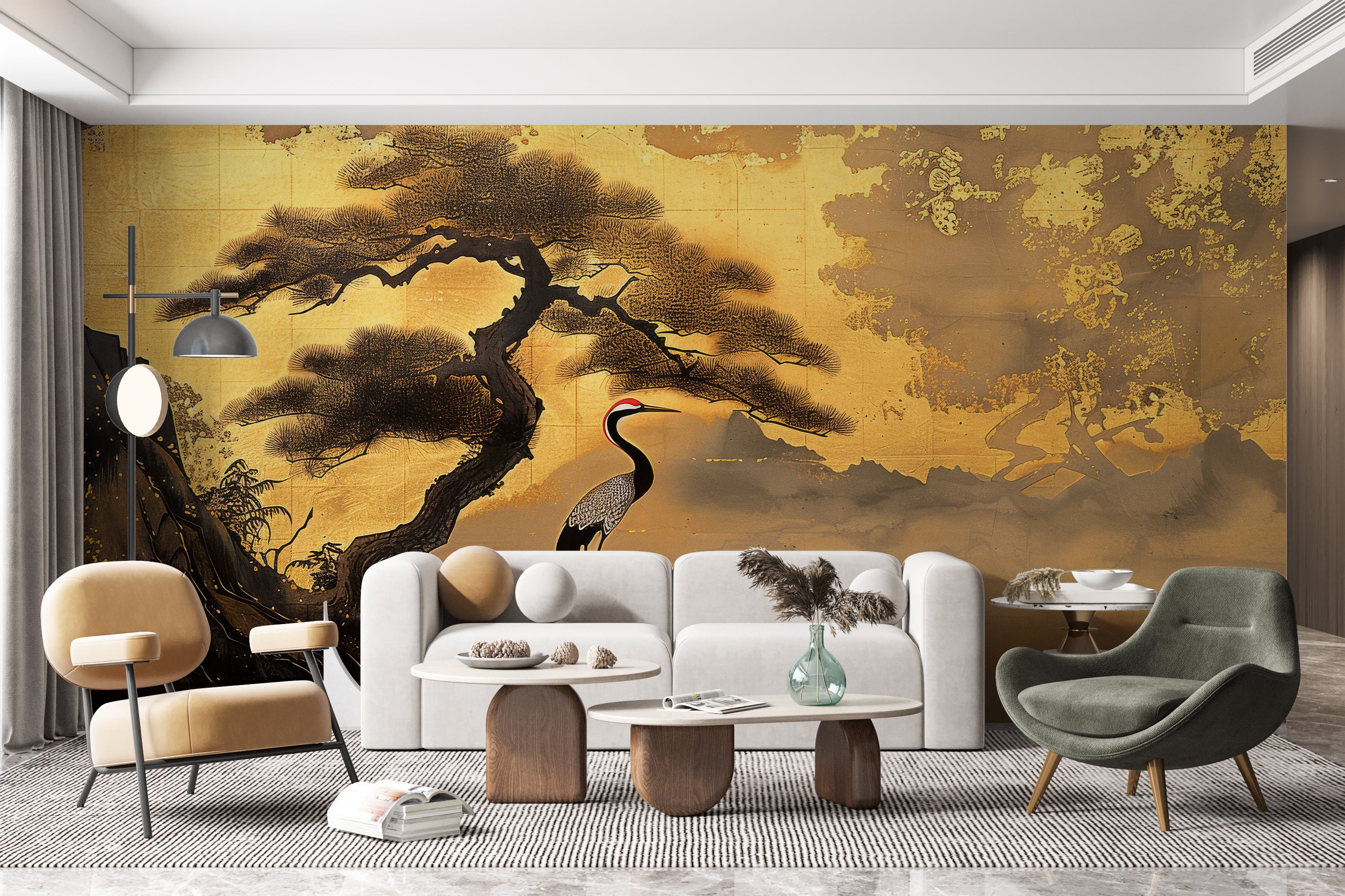 Eternal Tranquility: Panoramic Wallpaper Inspired by Japanese Art