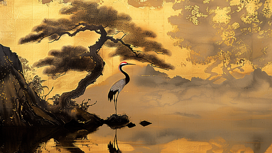 Eternal Tranquility: Panoramic Wallpaper Inspired by Japanese Art