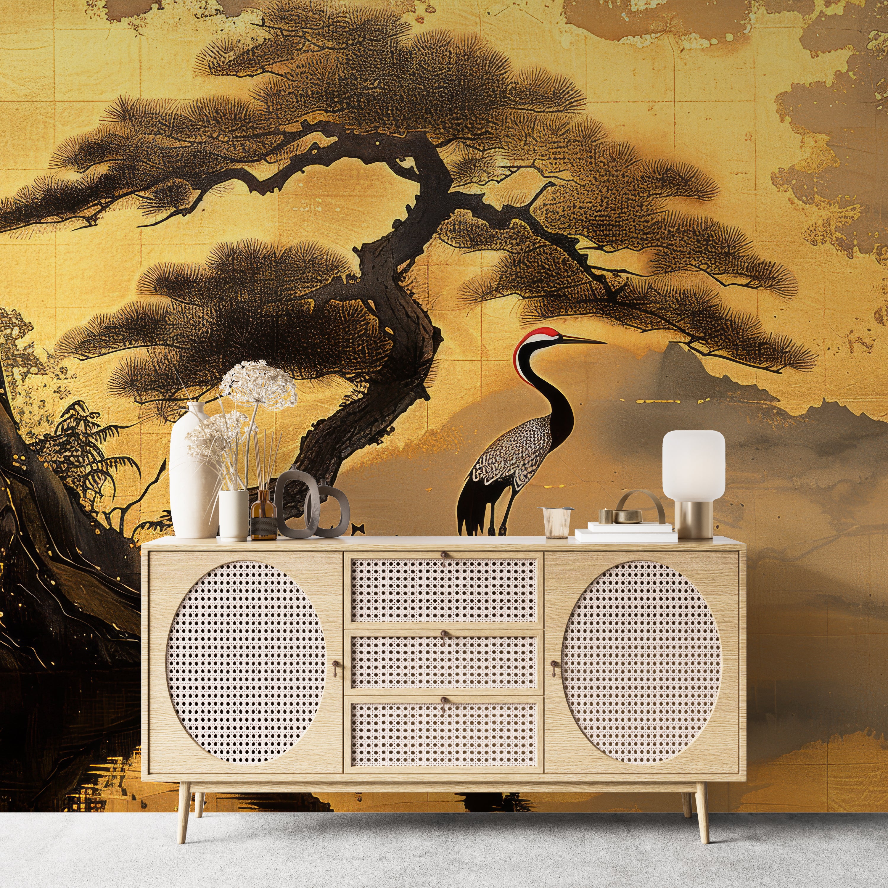 Eternal Tranquility: Panoramic Wallpaper Inspired by Japanese Art