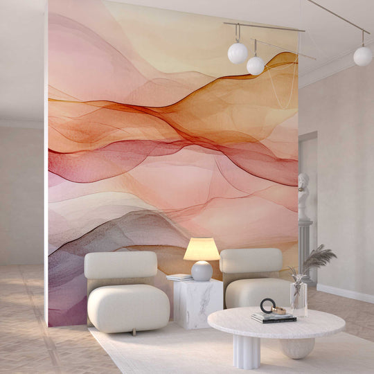 Vagues Lumineuses : Papier Peint Abstrait en Teintes Chaudes