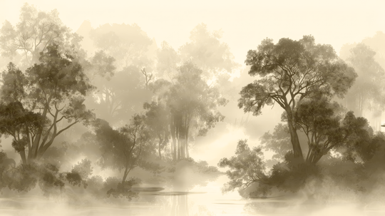 Voile de brume - papier peint panoramique, motif à plat