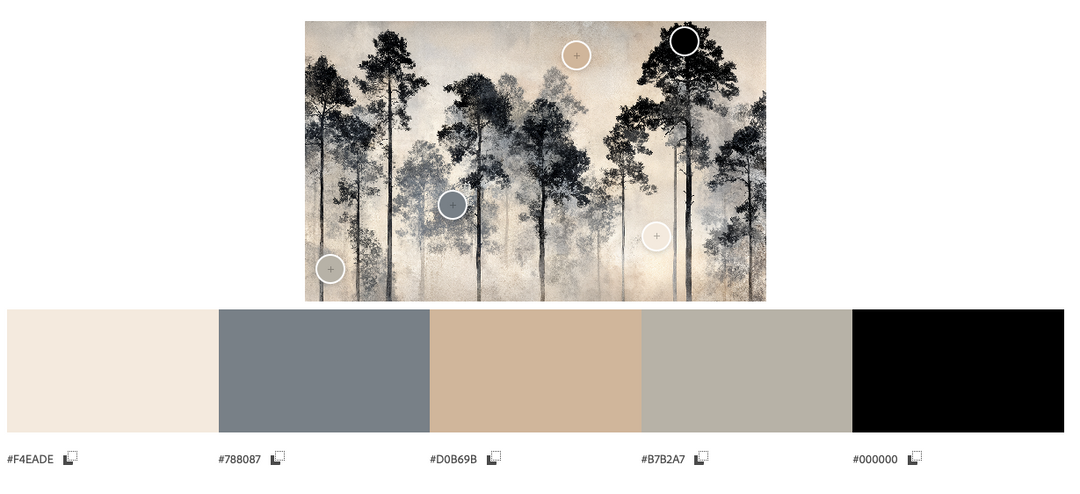 Voyage au cœur des pins – Papier peint panoramique forêt brumeuse