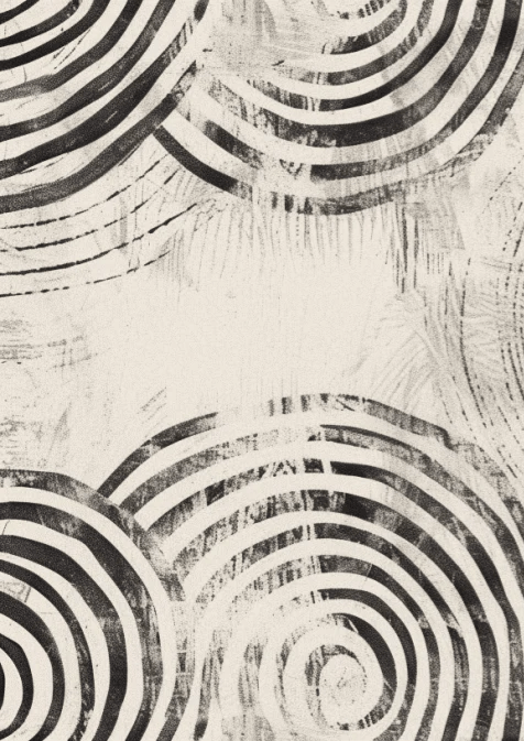 Abstraction Circulaire Noir et Blanc - papier peint Art Moderne - Illulart: Papier peint panoramique