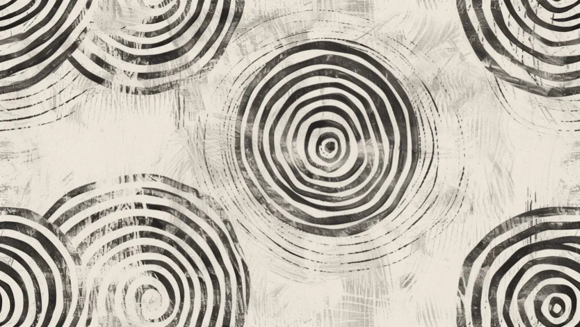 Abstraction Circulaire Noir et Blanc - papier peint Art Moderne - Illulart: Papier peint panoramique