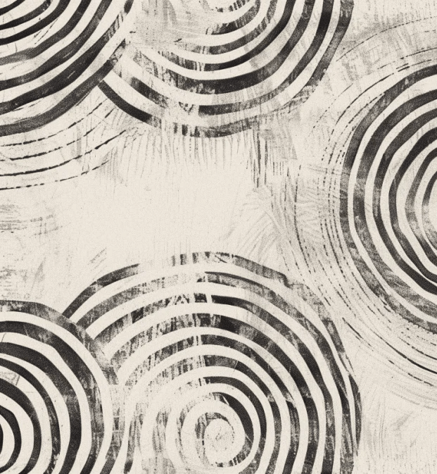 Abstraction Circulaire Noir et Blanc - papier peint Art Moderne - Illulart: Papier peint panoramique