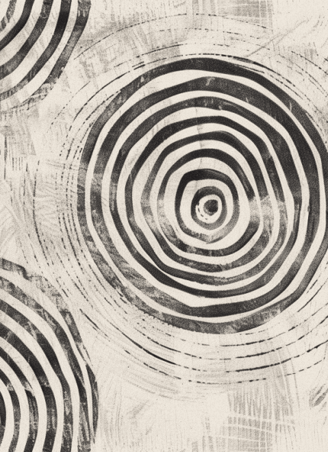 Abstraction Circulaire Noir et Blanc - papier peint Art Moderne - Illulart: Papier peint panoramique