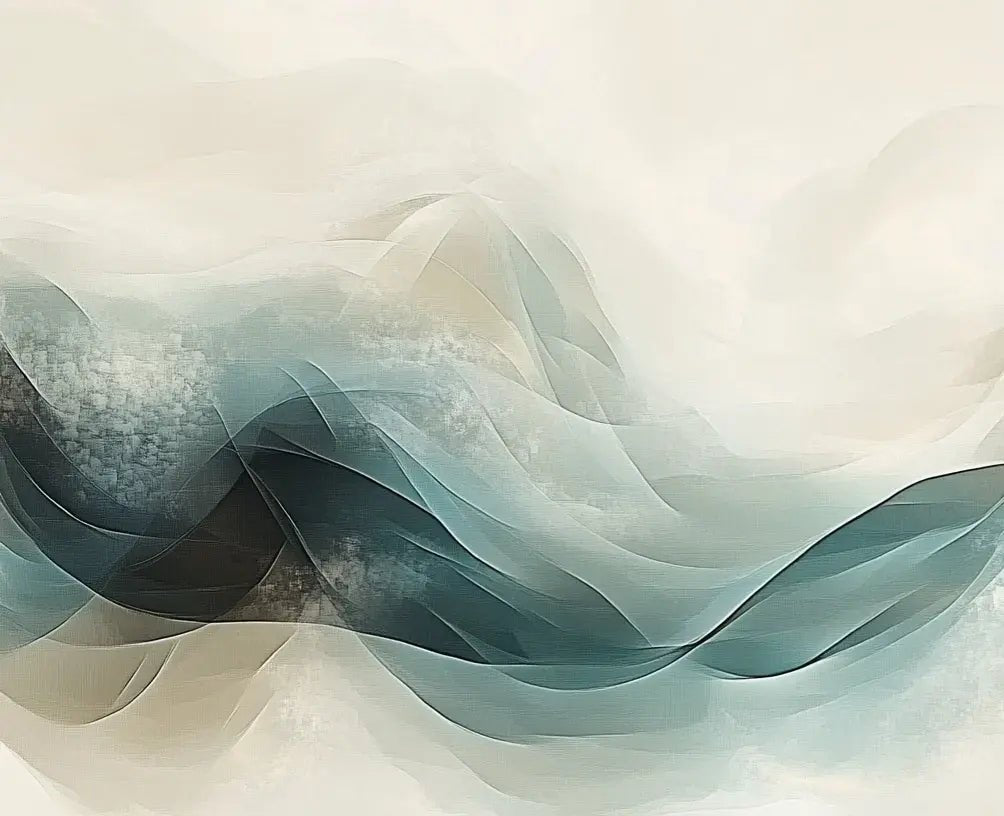 Abstraction Océane : Papier Peint Vagues en Aquarelle - Illulart: Papier peint panoramique