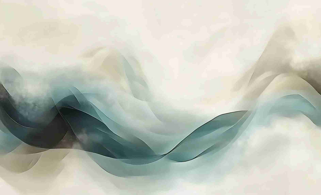 Abstraction Océane : Papier Peint Vagues en Aquarelle - Illulart: Papier peint panoramique