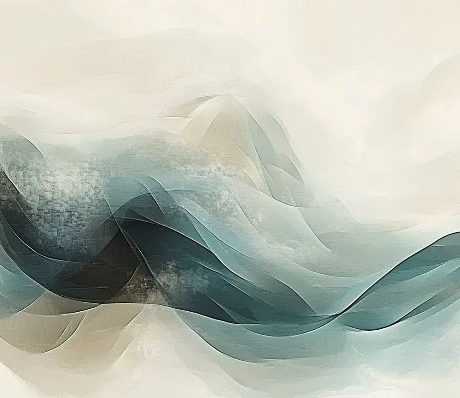 Abstraction Océane : Papier Peint Vagues en Aquarelle - Illulart: Papier peint panoramique