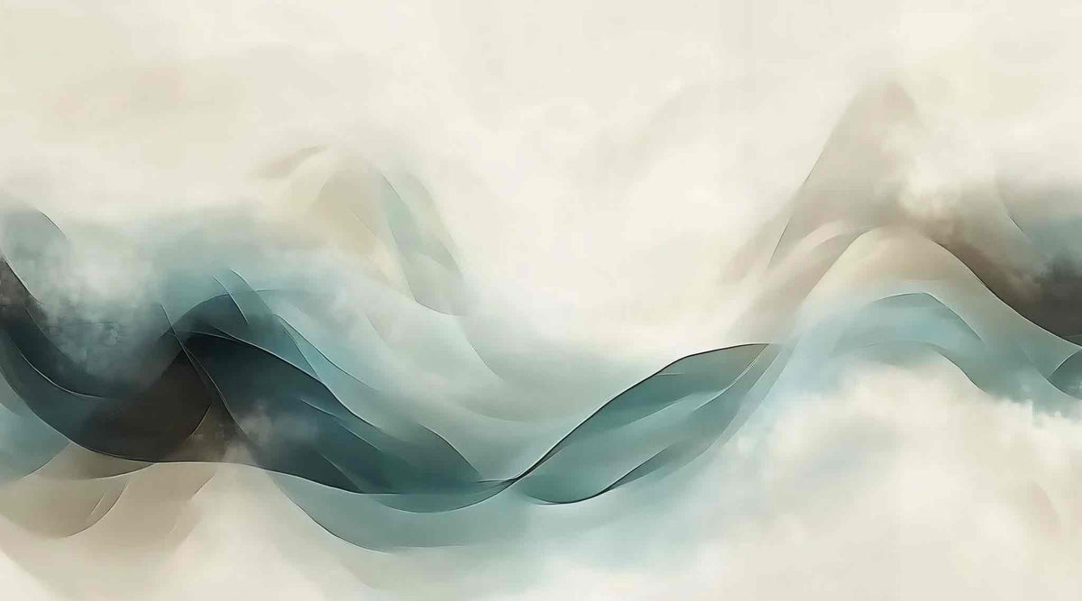 Abstraction Océane : Papier Peint Vagues en Aquarelle - Illulart: Papier peint panoramique