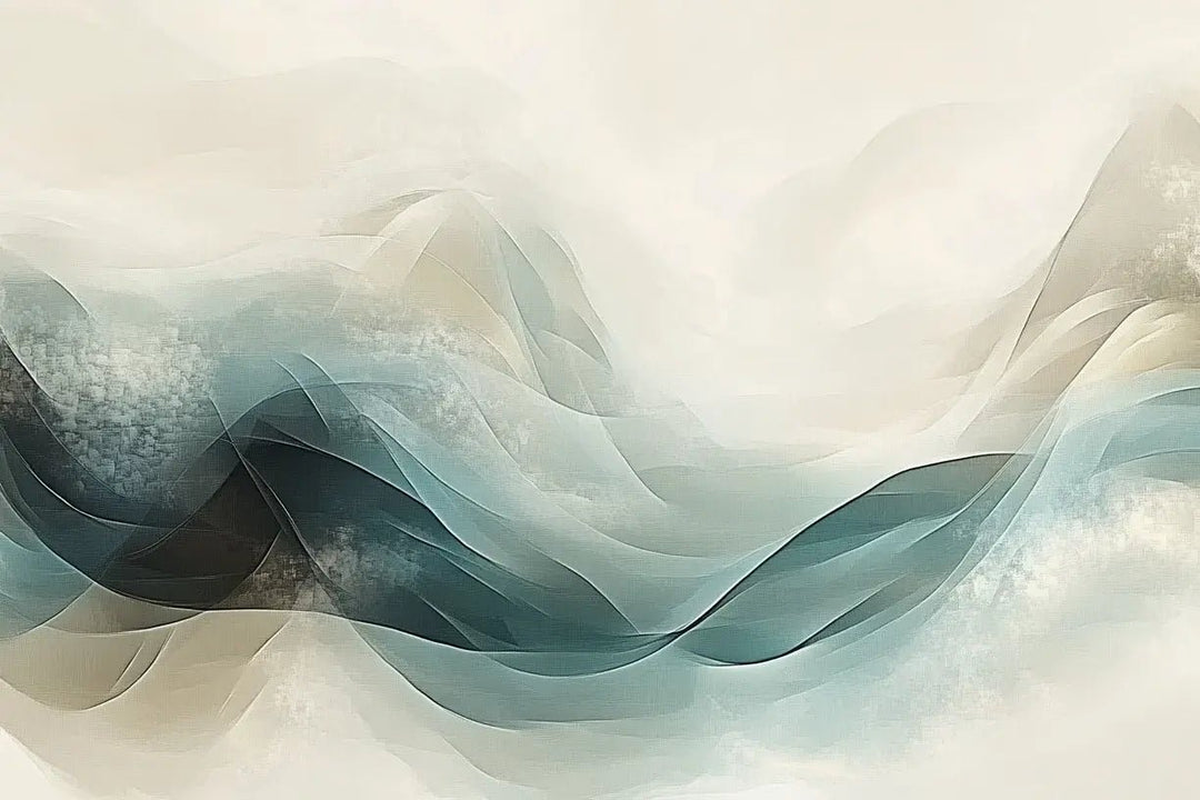 Abstraction Océane : Papier Peint Vagues en Aquarelle - Illulart: Papier peint panoramique