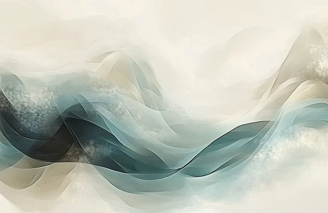 Abstraction Océane : Papier Peint Vagues en Aquarelle - Illulart: Papier peint panoramique