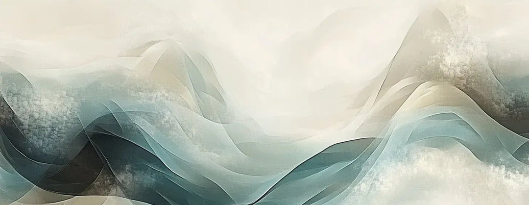 Abstraction Océane : Papier Peint Vagues en Aquarelle - Illulart: Papier peint panoramique