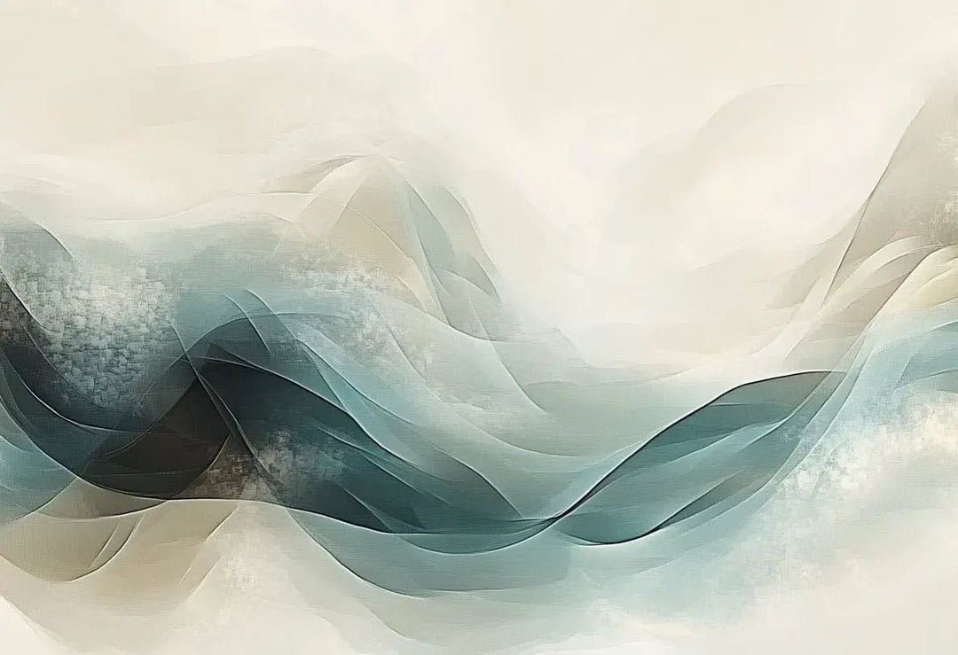 Abstraction Océane : Papier Peint Vagues en Aquarelle - Illulart: Papier peint panoramique