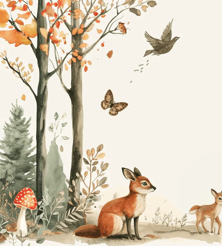 Animaux de la Forêt - Immersion Naturelle - Illulart: Papier peint panoramique