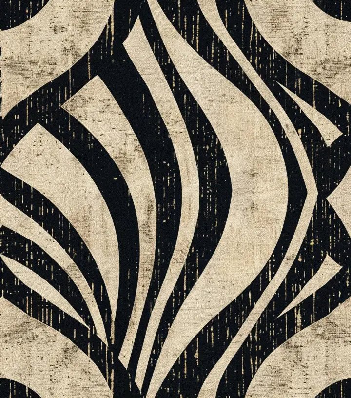Art Déco Chic : Papier Peint Motif Géométrique Noir et Beige - Illulart: Papier peint panoramique