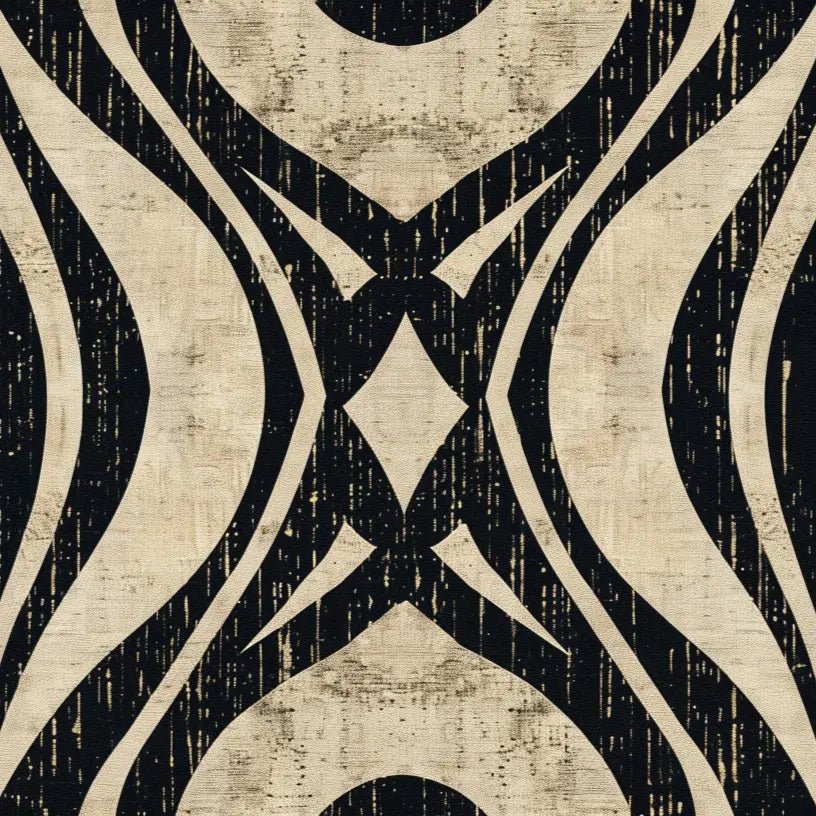 Art Déco Chic : Papier Peint Motif Géométrique Noir et Beige - Illulart: Papier peint panoramique