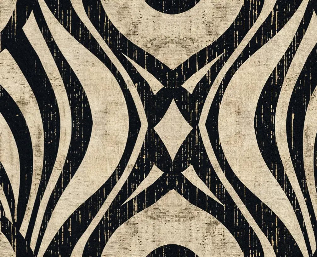 Art Déco Chic : Papier Peint Motif Géométrique Noir et Beige - Illulart: Papier peint panoramique